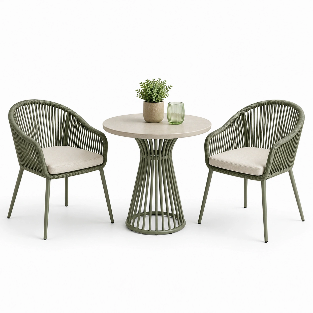 Zestaw bistro ogrodowy 3-czesciowy – Oliwkowy-vikenhome